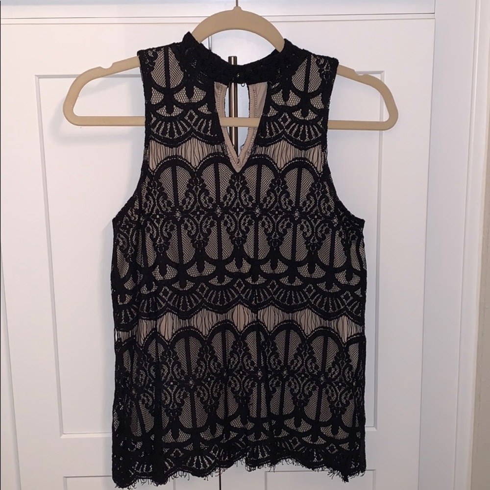 Black Lace High-Neck Top